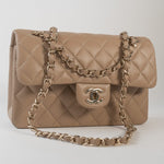 CHANEL Handbag 22A Dark Beige Caviar Quilted Classic Flap Small with Light Gold Hardware -Knockoff
