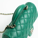 CHANEL Handbag 22A Emerald Green Lambskin Quilted Mini Top Handle LGHW -Knockoff
