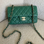 CHANEL Handbag 22A Green Mini Rectangular Lambskin Quilted LGHW -Knockoff
