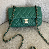 CHANEL Handbag 22A Green Mini Rectangular Lambskin Quilted LGHW -Knockoff
