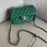 CHANEL Handbag 22A Green Mini Rectangular Lambskin Quilted LGHW -Knockoff
