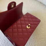 CHANEL Handbag 22A Mini Burgundy Lambskin Quilted Single Flap with Top handle Light Gold Hardware -Knockoff
