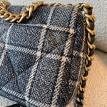 CHANEL Handbag 22A Navy Blue Ecru Tweed Quilted 19 Flap Small Mixed Hardware -Knockoff
