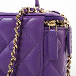 CHANEL Handbag 22A Purple Lambskin Quilted Vanity Case w/ Mirror Light Gold Hardware -Knockoff
