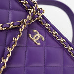 CHANEL Handbag 22A Purple Lambskin Quilted Vanity Case w/ Mirror Light Gold Hardware -Knockoff
