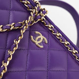 CHANEL Handbag 22A Purple Lambskin Quilted Vanity Case w/ Mirror Light Gold Hardware -Knockoff
