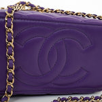 CHANEL Handbag 22A Purple Lambskin Quilted Vanity Case w/ Mirror Light Gold Hardware -Knockoff
