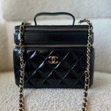 CHANEL Handbag 22B Black Shiny Lambskin Vanity with Chain LGHW -Knockoff
