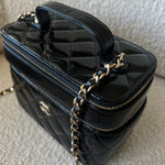 CHANEL Handbag 22B Black Shiny Lambskin Vanity with Chain LGHW -Knockoff
