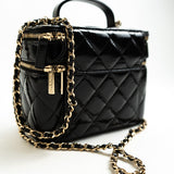 CHANEL Handbag 22B Black Shiny Lambskin Vanity with Chain LGHW -Knockoff
