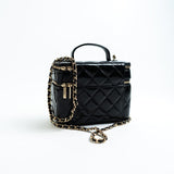 CHANEL Handbag 22B Black Shiny Lambskin Vanity with Chain LGHW -Knockoff
