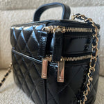 CHANEL Handbag 22B Black Shiny Lambskin Vanity with Chain LGHW -Knockoff
