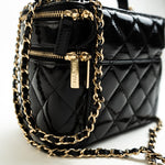 CHANEL Handbag 22B Black Shiny Lambskin Vanity with Chain LGHW -Knockoff
