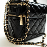 CHANEL Handbag 22B Black Shiny Lambskin Vanity with Chain LGHW -Knockoff
