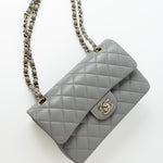 CHANEL Handbag 22B Grey Caviar Quilted Classic Flap Small Light Gold Hardware -Knockoff
