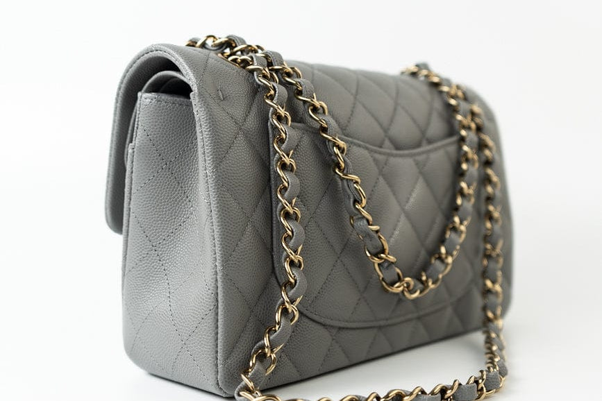 CHANEL Handbag 22B Grey Caviar Quilted Classic Flap Small Light Gold Hardware -Knockoff
