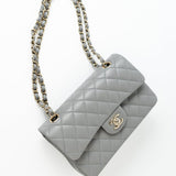 CHANEL Handbag 22B Grey Caviar Quilted Classic Flap Small Light Gold Hardware -Knockoff
