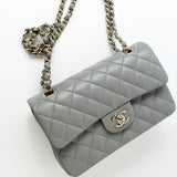 CHANEL Handbag 22B Grey Caviar Quilted Classic Flap Small Light Gold Hardware -Knockoff
