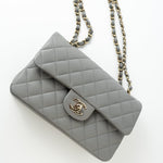 CHANEL Handbag 22B Grey Caviar Quilted Classic Flap Small Light Gold Hardware -Knockoff
