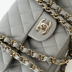 CHANEL Handbag 22B Grey Caviar Quilted Classic Flap Small Light Gold Hardware -Knockoff
