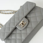 CHANEL Handbag 22B Grey Caviar Quilted Classic Flap Small Light Gold Hardware -Knockoff
