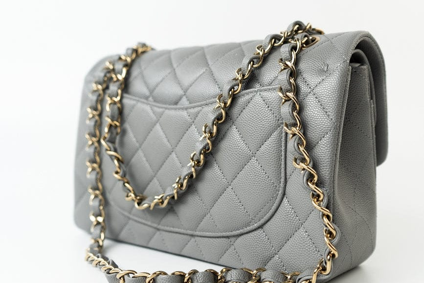 CHANEL Handbag 22B Grey Caviar Quilted Classic Flap Small Light Gold Hardware -Knockoff
