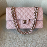 CHANEL Handbag 22B Rose Claire/ light pink Caviar Quilted Classic Double Flap Medium Light Gold Hardware -Knockoff
