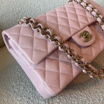 CHANEL Handbag 22B Rose Claire/ light pink Caviar Quilted Classic Double Flap Medium Light Gold Hardware -Knockoff
