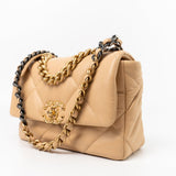 CHANEL Handbag 22C Beige Lambskin Quilted 19 Flap Small Mixed Hardware -Knockoff
