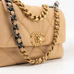 CHANEL Handbag 22C Beige Lambskin Quilted 19 Flap Small Mixed Hardware -Knockoff
