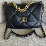 CHANEL Handbag 22C Black Lambskin Quilted 19 Flap Small MHW -Knockoff
