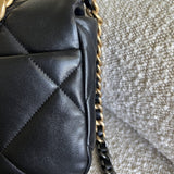 CHANEL Handbag 22C Black Lambskin Quilted 19 Flap Small MHW -Knockoff
