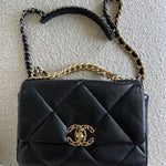 CHANEL Handbag 22C Black Lambskin Quilted 19 Flap Small MHW -Knockoff
