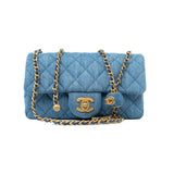 CHANEL Handbag 22C Blue Denim Pearl Crush Mini Rectangular Flap AGHW -Knockoff
