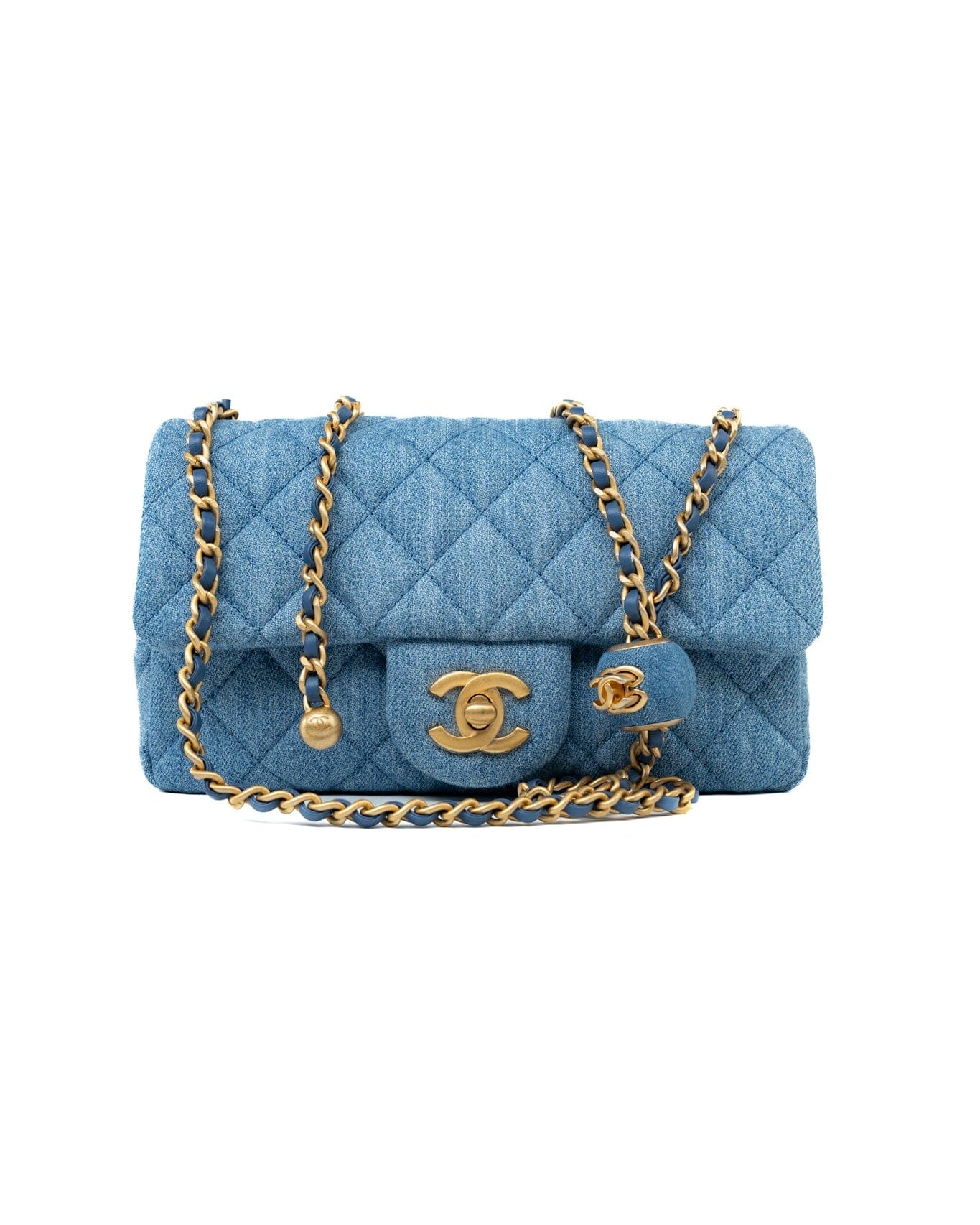 CHANEL Handbag 22C Blue Denim Pearl Crush Mini Rectangular Flap AGHW -Knockoff
