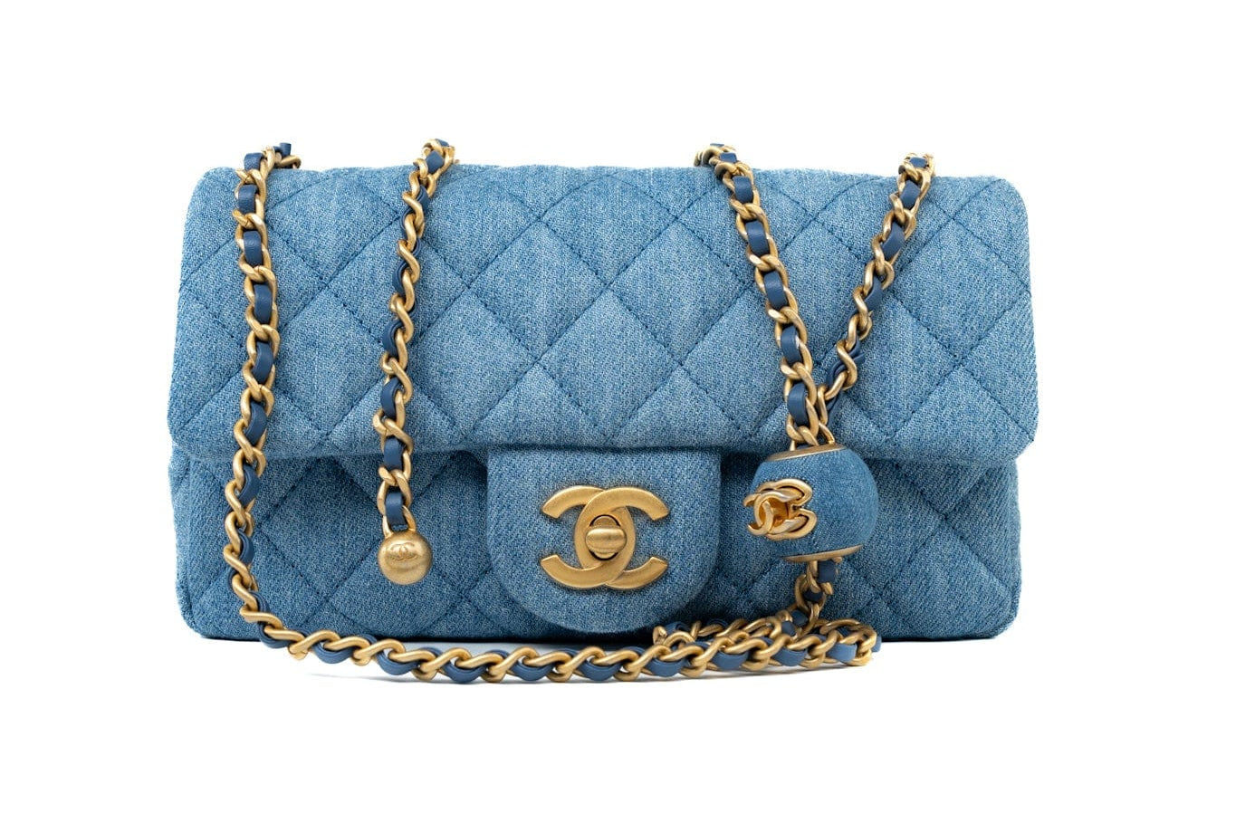 CHANEL Handbag 22C Blue Denim Pearl Crush Mini Rectangular Flap AGHW -Knockoff
