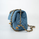 CHANEL Handbag 22C Blue Denim Pearl Crush Mini Rectangular Flap AGHW -Knockoff
