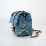 CHANEL Handbag 22C Blue Denim Pearl Crush Mini Rectangular Flap AGHW -Knockoff
