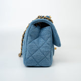 CHANEL Handbag 22C Blue Denim Pearl Crush Mini Rectangular Flap AGHW -Knockoff
