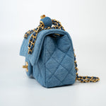 CHANEL Handbag 22C Blue Denim Pearl Crush Mini Rectangular Flap AGHW -Knockoff
