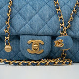 CHANEL Handbag 22C Blue Denim Pearl Crush Mini Rectangular Flap AGHW -Knockoff
