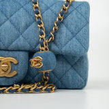 CHANEL Handbag 22C Blue Denim Pearl Crush Mini Rectangular Flap AGHW -Knockoff
