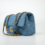 CHANEL Handbag 22C Blue Denim Pearl Crush Mini Rectangular Flap AGHW -Knockoff
