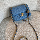 CHANEL Handbag 22C Blue Denim Pearl Crush Square Mini Flap AGHW -Knockoff
