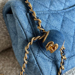 CHANEL Handbag 22C Blue Denim Pearl Crush Square Mini Flap AGHW -Knockoff
