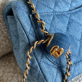 CHANEL Handbag 22C Blue Denim Pearl Crush Square Mini Flap AGHW -Knockoff
