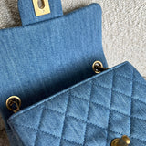 CHANEL Handbag 22C Blue Denim Pearl Crush Square Mini Flap AGHW -Knockoff
