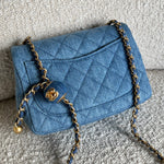 CHANEL Handbag 22C Blue Denim Pearl Crush Square Mini Flap AGHW -Knockoff
