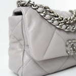 CHANEL Handbag 22C Light Grey Lambskin Quilted 19 Flap Small -Knockoff
