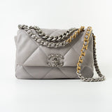 CHANEL Handbag 22C Light Grey Lambskin Quilted 19 Flap Small -Knockoff
